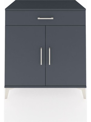 Dienni Kronos Şifonyer 2 Raflı Tek Çekmeceli 2 Kapaklı 88X59X96 Antrasit-Antrasit