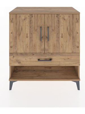 Dienni Hyperion Şifonyer 3 Raflı Tek Çekmeceli 2 Kapaklı 88X44X96 Çam-Çam