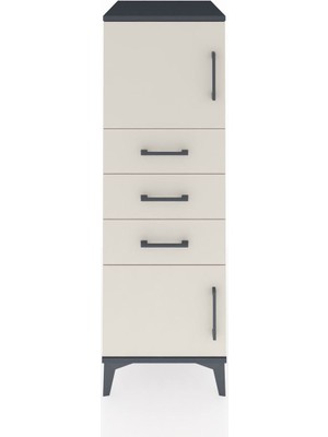 Dienni Kronos Dolap Tek Raflı 3 Çekmeceli 2 Kapaklı 44X59X134 Antrasit-Aytaşı