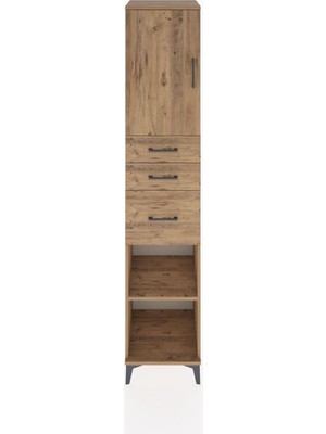 Dienni Hyperion Dolap 3 Raflı 3 Çekmeceli Tek Kapaklı 44X44X221 Çam-Çam