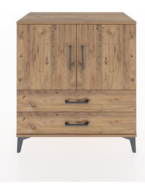 Dienni Hyperion Şifonyer 3 Raflı 2 Çekmeceli 2 Kapaklı 88X44X96 Çam-Çam