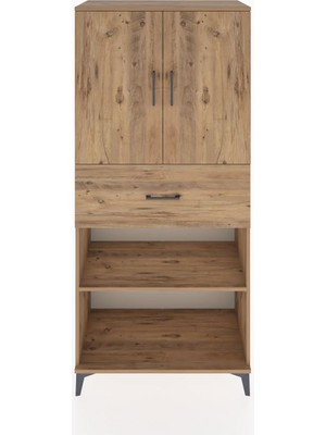 Dienni Hyperion Dolap 4 Raflı Tek Çekmeceli 2 Kapaklı 88X44X195 Çam-Çam