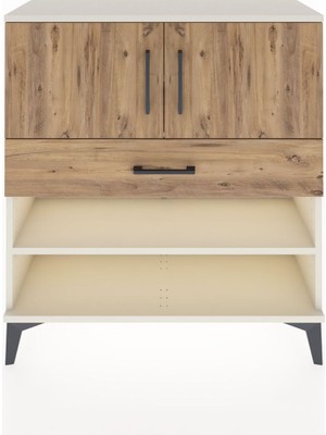 Dienni Arges Şifonyer 3 Raflı Tek Çekmeceli 2 Kapaklı 88X30X96 Aytaşı-Çam