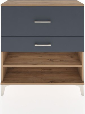 Dienni Arges Şifonyer Tek Raflı 2 Çekmeceli 88X30X96 Çam-Antrasit