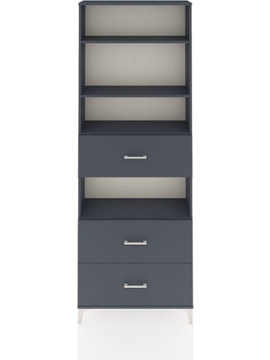 Dienni Arges Dolap 4 Raflı 3 Çekmeceli 88X30X243 Antrasit-Antrasit