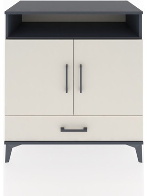 Dienni Hyperion Şifonyer 3 Raflı Tek Çekmeceli 2 Kapaklı 88X44X96 Antrasit-Aytaşı