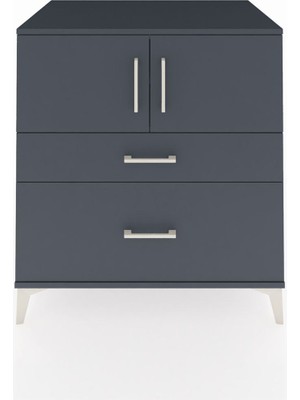 Dienni Kronos Şifonyer 2 Raflı 2 Çekmeceli 2 Kapaklı 88X59X96 Antrasit-Antrasit