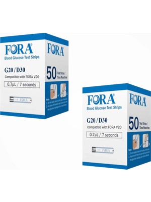 Fora G20 Şeker Ölçüm Stribi (Çubuğu) 50'li Kutu x 2 Kutu (100 Adet)