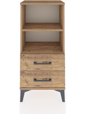 Dienni Arges Komodin 2 Raflı 2 Çekmeceli 44X30X96 Çam-Çam