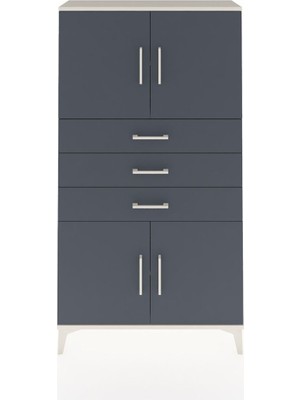 Dienni Arges Dolap 3 Raflı 3 Çekmeceli 4 Kapaklı 88X30X163 Aytaşı-Antrasit