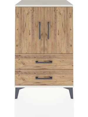 Dienni Hyperion Komodin 2 Raflı 2 Çekmeceli 2 Kapaklı 60X44X96 Aytaşı-Çam