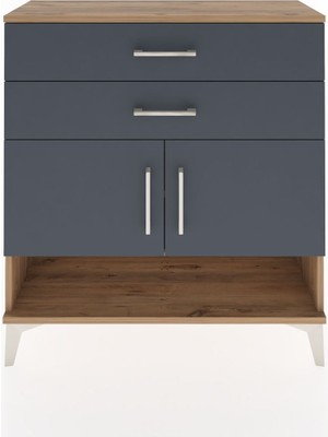 Dienni Arges Şifonyer 2 Raflı 2 Çekmeceli 2 Kapaklı 88X30X96 Çam-Antrasit