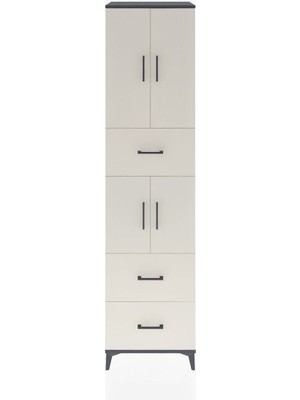 Dienni Hyperion Dolap 3 Raflı 3 Çekmeceli 4 Kapaklı 60X44X243 Antrasit-Aytaşı