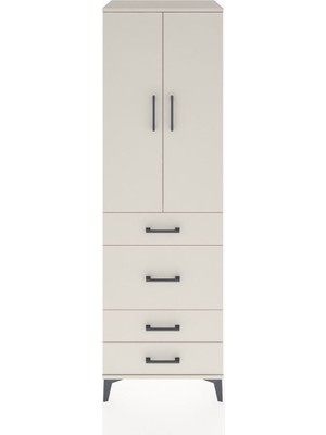 Dienni Hyperion Dolap Tek Raflı 4 Çekmeceli Tek Askılı 60X44X195 Aytaşı-Aytaşı