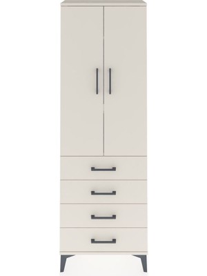 Dienni Arges Dolap 3 Raflı 4 Çekmeceli 2 Kapaklı 60X30X182 Aytaşı-Aytaşı