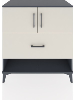 Dienni Hyperion Şifonyer Tek Raflı Tek Çekmeceli 2 Kapaklı 88X44X96 Antrasit-Aytaşı