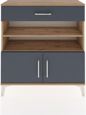 Dienni Arges Şifonyer 3 Raflı Tek Çekmeceli 2 Kapaklı 88X30X96 Çam-Antrasit
