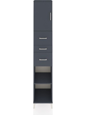 Dienni Hyperion Dolap 3 Raflı 3 Çekmeceli Tek Kapaklı 44X44X243 Antrasit-Antrasit