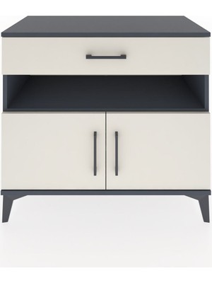 Dienni Hyperion Şifonyer 2 Raflı Tek Çekmeceli 2 Kapaklı 88X44X80 Antrasit-Aytaşı