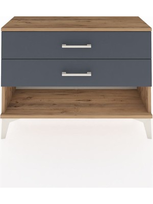 Dienni Arges Şifonyer 2 Çekmeceli 88X30X64 Çam-Antrasit