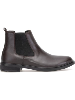 Ayakkabı Fuarı Elit SL001 Erkek Hakiki Deri Chelsea Bot Kahverengi