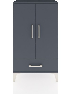 Dienni Arges Komodin 3 Raflı Tek Çekmeceli 2 Kapaklı 60X30X106 Antrasit-Antrasit