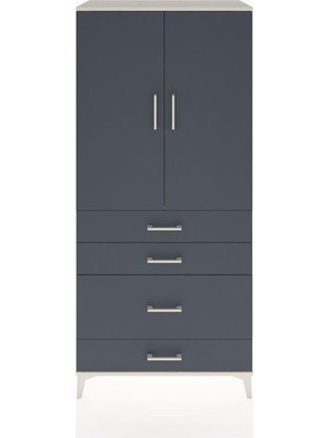 Dienni Hyperion Dolap Tek Raflı 4 Çekmeceli Tek Askılı 88X44X195 Aytaşı-Antrasit