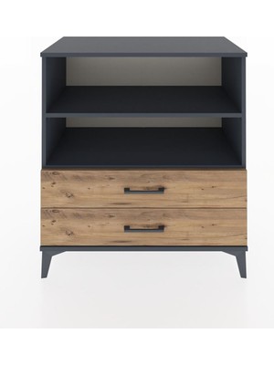 Dienni Hyperion Şifonyer 2 Raflı 2 Çekmeceli 88X44X96 Antrasit-Çam