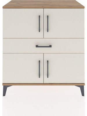Dienni Hyperion Şifonyer Tek Raflı Tek Çekmeceli 4 Kapaklı 88X44X96 Çam-Aytaşı