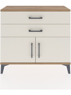 Dienni Arges Şifonyer Tek Raflı 2 Çekmeceli 2 Kapaklı 88X30X80 Çam-Aytaşı
