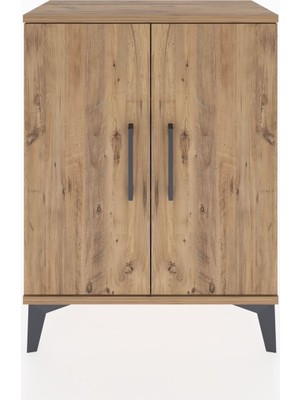 Dienni Arges Komodin 2 Raflı 2 Kapaklı 60X30X80 Çam-Çam