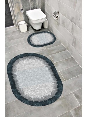 Home Su Emici Yumuşak Kaymaz Taban Sünger Dolgulu Yıkanabilir Dekoratif Banyo Paspası Takımı 1024 Oval