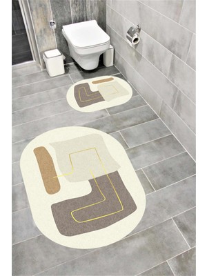 Home Su Emici Yumuşak Kaymaz Taban Sünger Dolgulu Yıkanabilir Dekoratif Banyo Paspası Takımı 1151 Oval