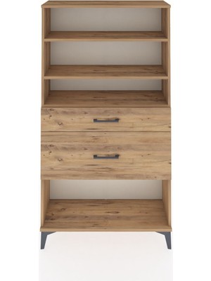 Dienni Arges Dolap 3 Raflı 2 Çekmeceli 88X30X163 Çam-Çam