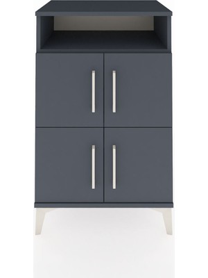 Dienni Hyperion Komodin 2 Raflı 4 Kapaklı 60X44X96 Antrasit-Antrasit