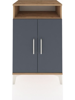 Dienni Hyperion Komodin 3 Raflı 2 Kapaklı 60X44X96 Çam-Antrasit