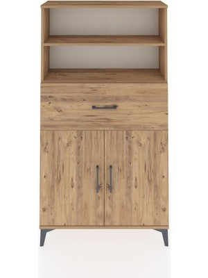 Dienni Arges Dolap 3 Raflı Tek Çekmeceli 2 Kapaklı 88X30X163 Çam-Çam