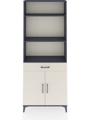 Dienni Arges Dolap 4 Raflı Tek Çekmeceli 2 Kapaklı 88X30X221 Antrasit-Aytaşı