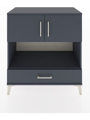 Dienni Hyperion Şifonyer 2 Raflı Tek Çekmeceli 2 Kapaklı 88X44X96 Antrasit-Antrasit