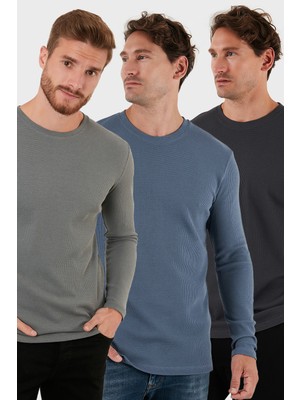 Buratti Pamuklu Bisklet Yaka Normal Kalıp Basic 3'lü Paket Sweat Erkek SWEAT 5905073S3