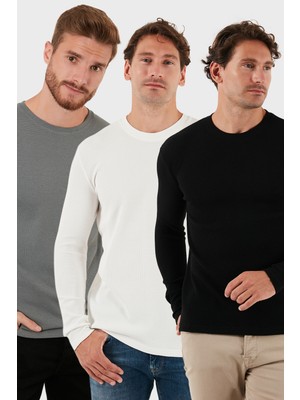 Buratti Pamuklu Bisklet Yaka Normal Kalıp Basic 3'lü Paket Sweat Erkek SWEAT 5905073S3