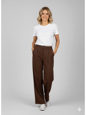 Manga Moda Kadın Palazzo Pantolon M1732 Kahve