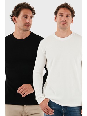 Buratti Pamuklu Bisiklet Yaka Normal Kalıp Basic 2'li Paket Sweat Erkek SWEAT 5905073S2