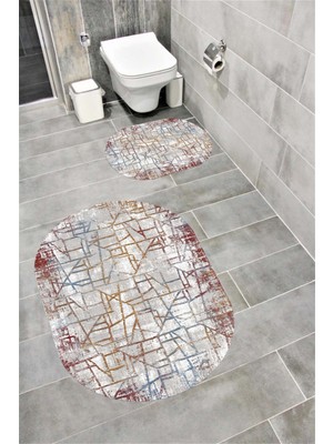 Home Su Emici Yumuşak Kaymaz Taban Sünger Dolgulu Yıkanabilir Dekoratif Banyo Paspası Takımı 1171OVAL