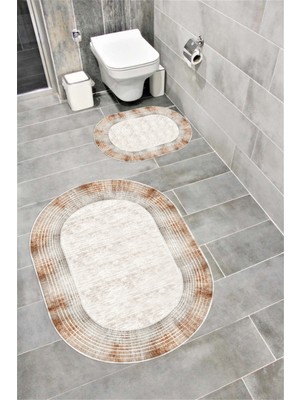 Home Su Emici Yumuşak Kaymaz Taban Sünger Dolgulu  Yıkanabilir Dekoratif Banyo Paspası 1364 Oval