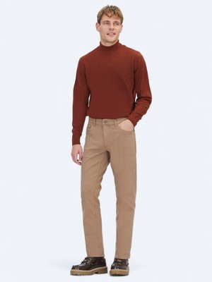 Kip Vizon Dokuma Slim Fit Casual Pamuk Karışımlı Pantolon
