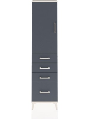 Dienni Arges Dolap 2 Raflı 4 Çekmeceli Tek Kapaklı 44X30X182 Aytaşı-Antrasit