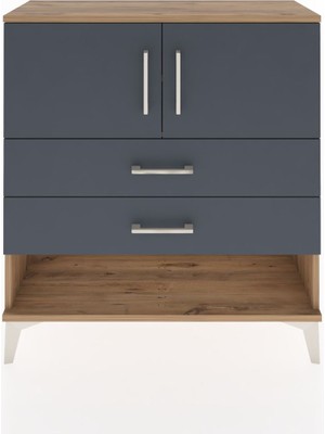 Dienni Arges Şifonyer 2 Raflı 2 Çekmeceli 2 Kapaklı 88X30X96 Çam-Antrasit