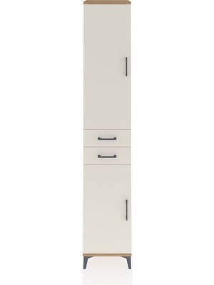 Dienni Hyperion Dolap 4 Raflı 2 Çekmeceli Tek Askılı 44X44X243 Çam-Aytaşı