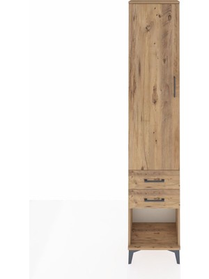 Dienni Arges Dolap 2 Raflı 2 Çekmeceli Tek Askılı 44X30X221 Çam-Çam